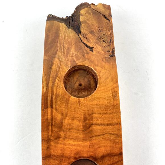 Live Edge Walnut Wood Tea Light Holder Centerpiece - Picture 7 of 9
